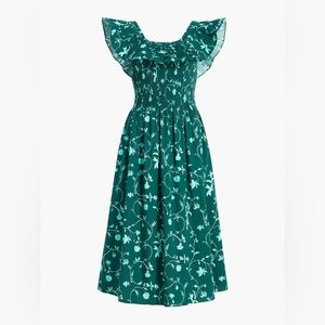 Hill House Home Akilah Nap Dress in Emerald Botanical Poplin